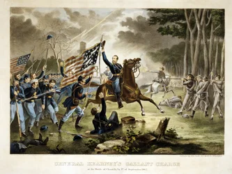 General Kearneys tapferer Angriff in der Schlacht von Chantilly, Va., 1. September 1862, veröffentlicht 1862